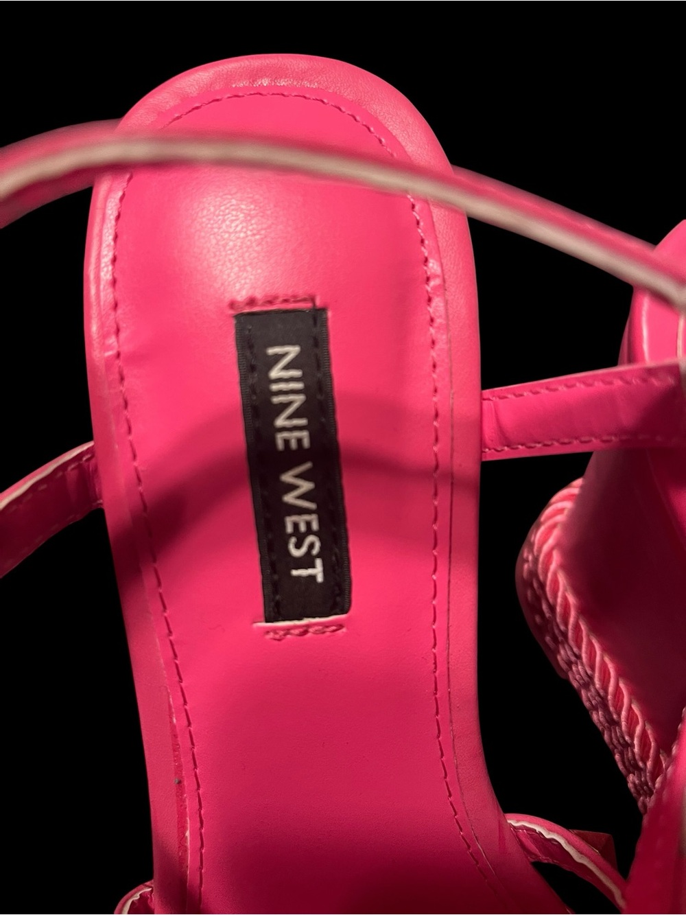 Nine West Hart 3 Hot Pink Studded Wedge Sandals Size 7.5 - Picture 5 of 6